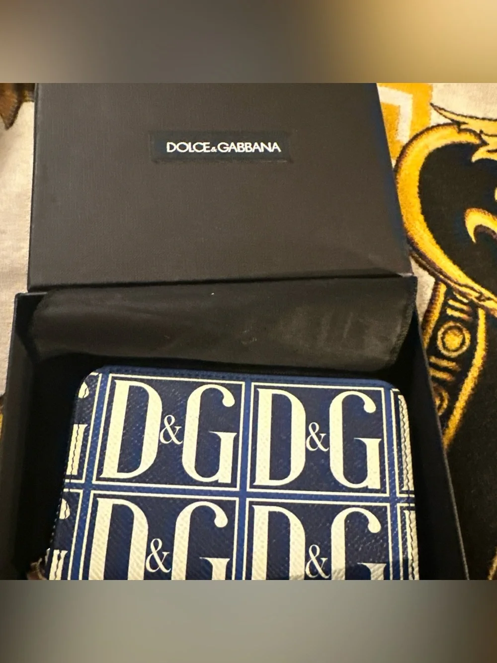 Dolce & Gabbana Navy Calfskin Leather DG Logo Zip Dauphine Wallet NWT